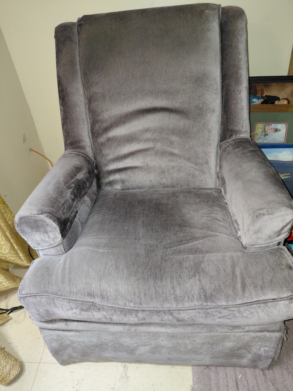 Gray Velvet Armchair -